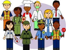 Community Heroes and Workers Professional Services Cartoon Clipart Illustration