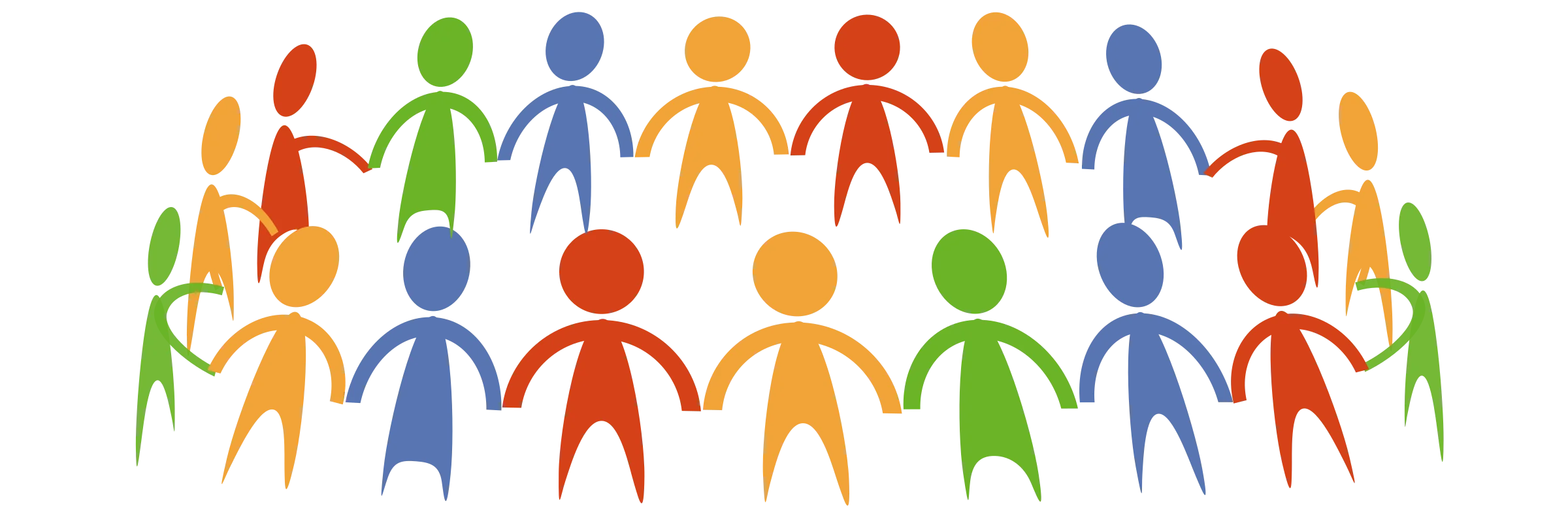 Diverse Community Connection: Interconnected Human Figures Clipart Illustration