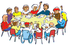 Diverse Community Gathering Clipart: Inclusive Group Meeting with Varied Participants
