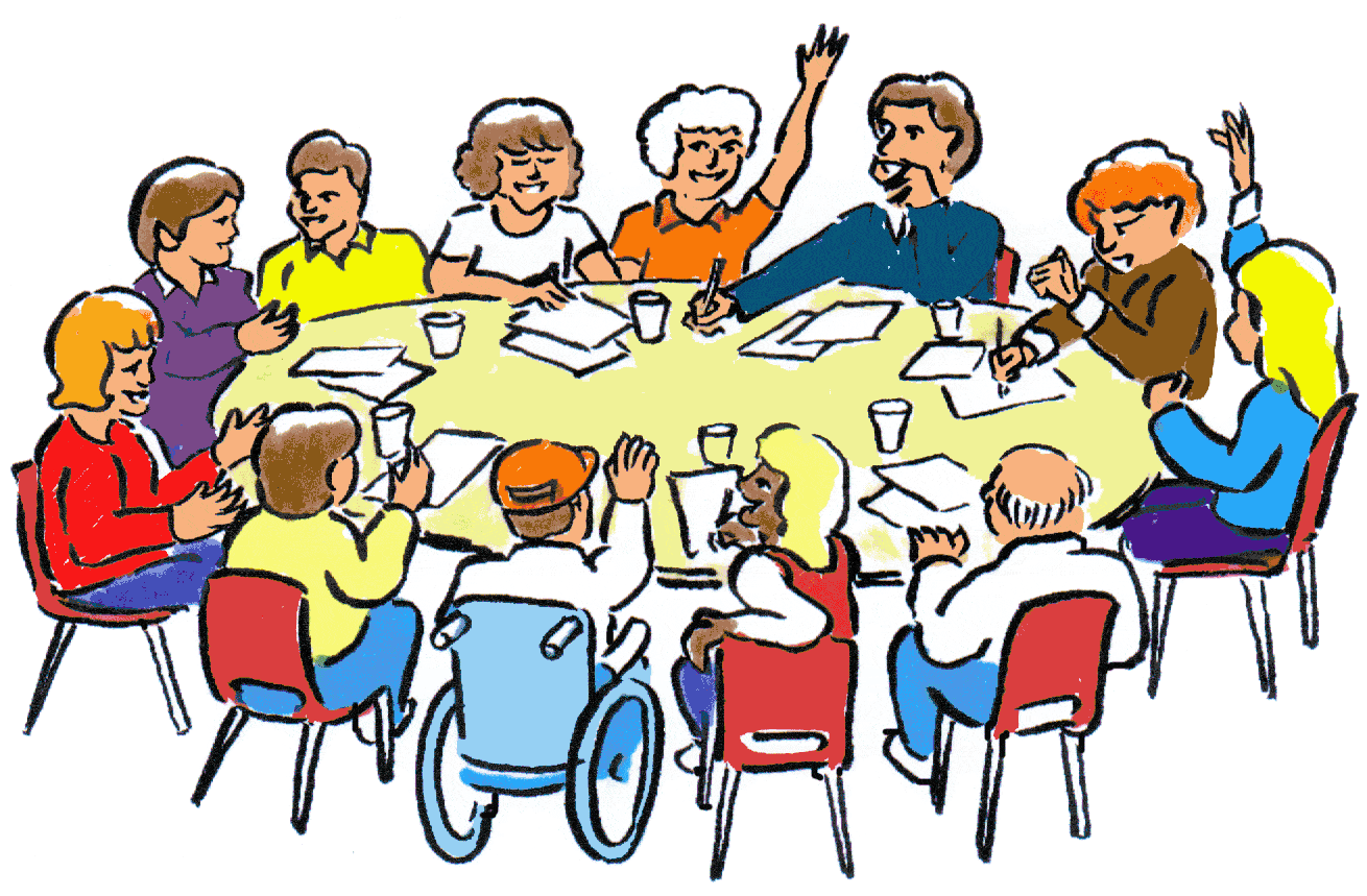 Diverse Community Gathering Clipart: Inclusive Group Meeting with Varied Participants