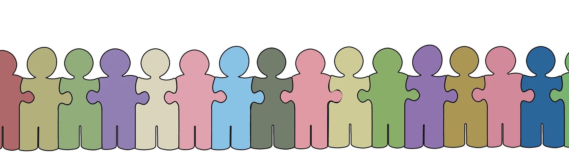 Diverse Community Harmony: Stylized Human Figures Clipart Representing Unity