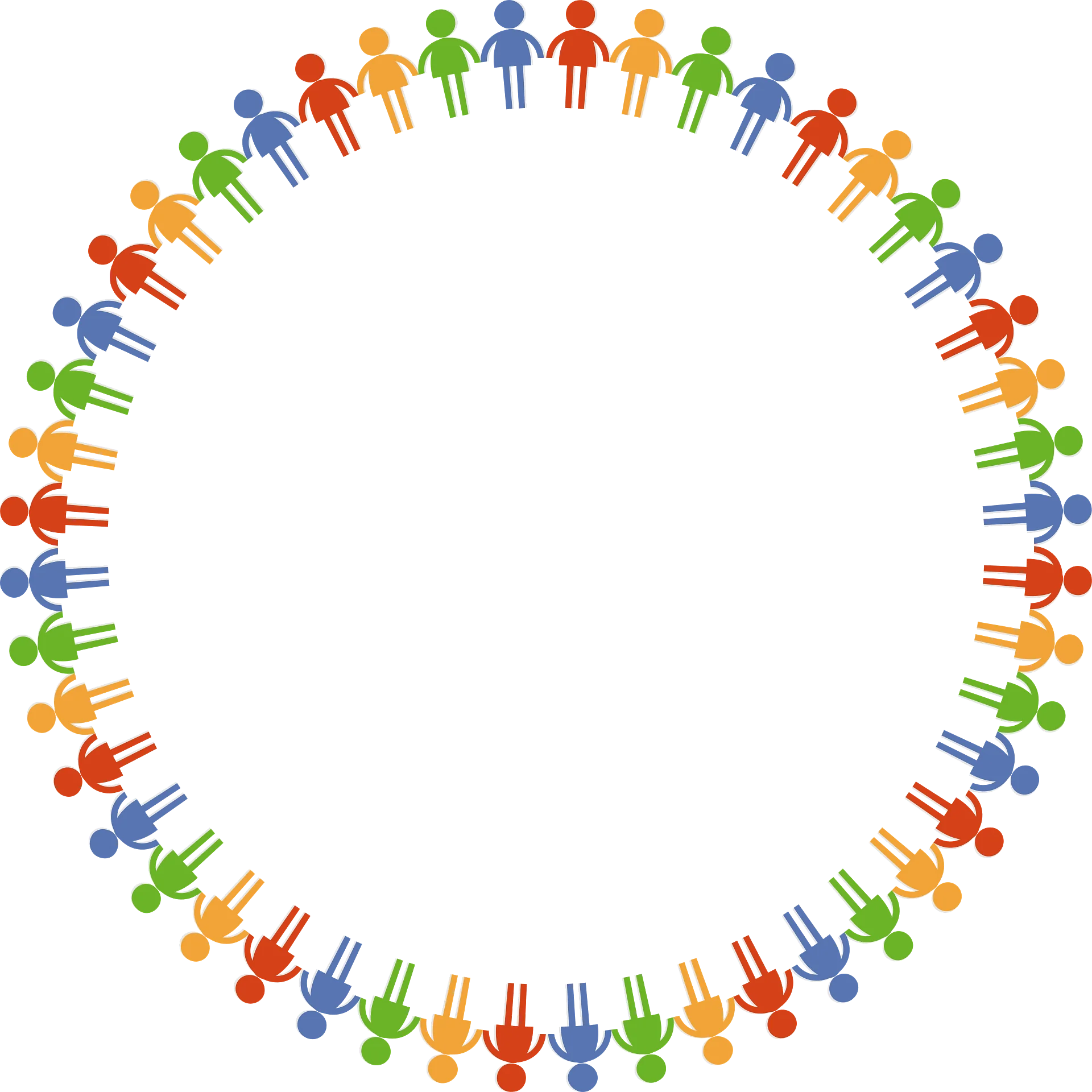 Diverse Community Stick Figures Forming an Inclusive Circle Clipart Design