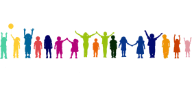 Diverse Community Unity Celebration Colorful Silhouettes Clipart Design