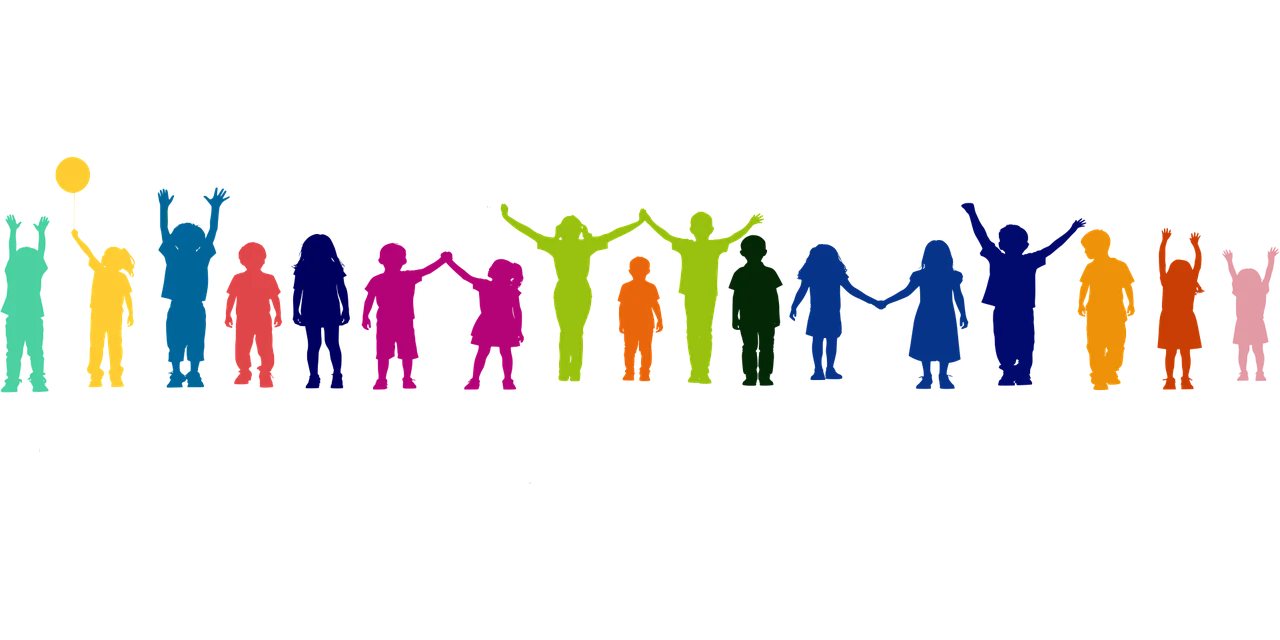 Diverse Community Unity Celebration Colorful Silhouettes Clipart Design