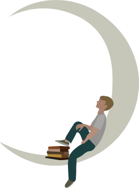 Dreamy Lunar Reading Moment: A Serene Clipart Illustration of Relaxation
