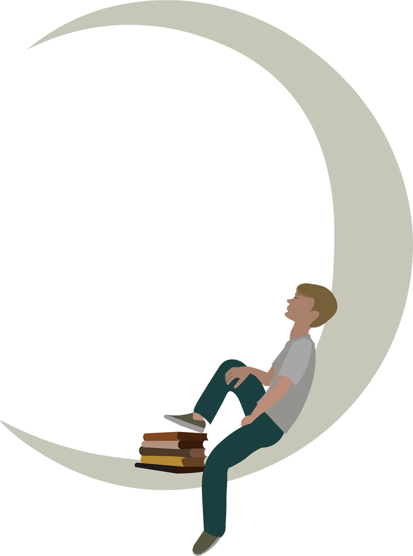 Dreamy Lunar Reading Moment: A Serene Clipart Illustration of Relaxation