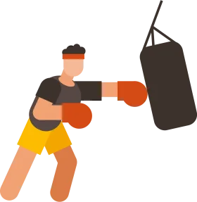 Dynamic Boxer Punching Bag Silhouette Clipart Design for Sports Enthusiasts