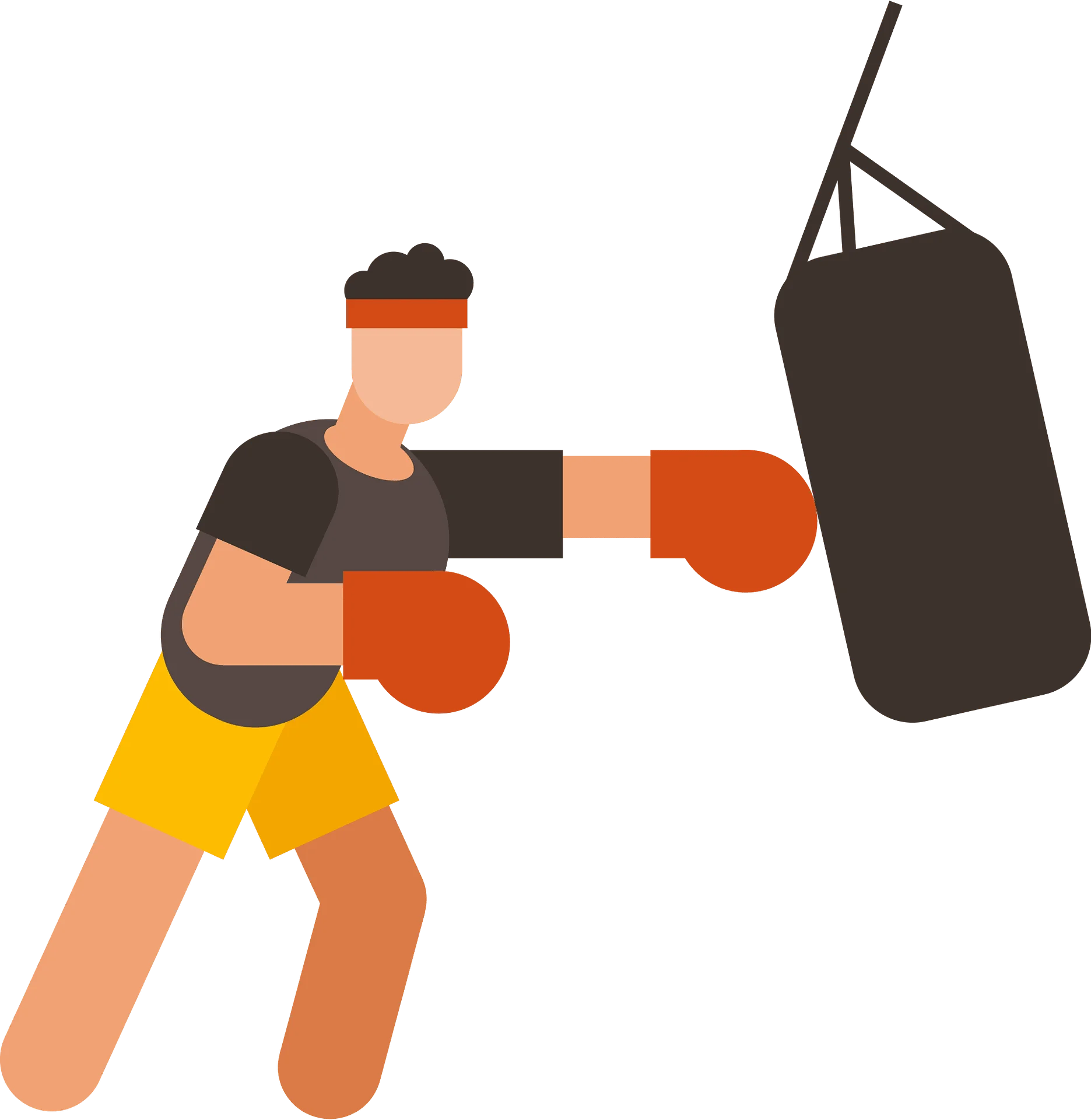 Dynamic Boxer Punching Bag Silhouette Clipart Design for Sports Enthusiasts