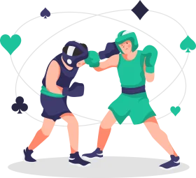 Dynamic Boxing Clash Clipart: Two Fighters Engaged in Intense Pugilistic Battle