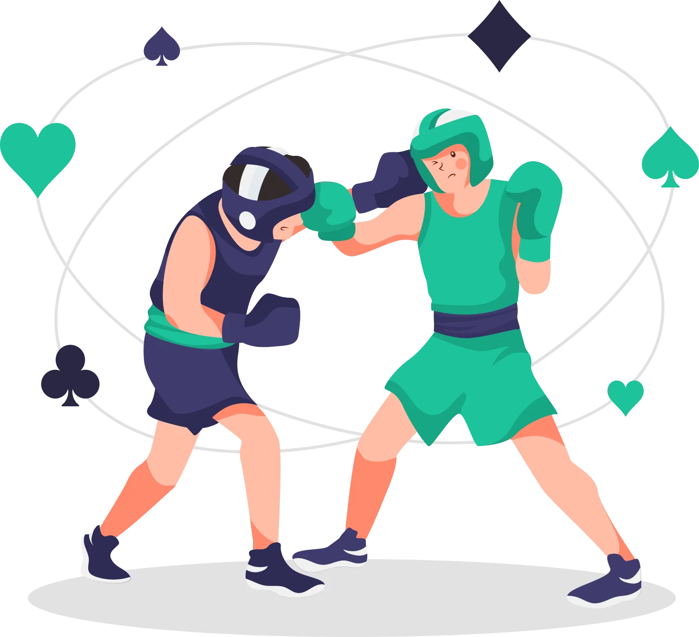Dynamic Boxing Clash Clipart: Two Fighters Engaged in Intense Pugilistic Battle