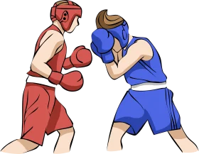 Dynamic Boxing Clipart Illustration of Two Competitive Fighters in Action Pose