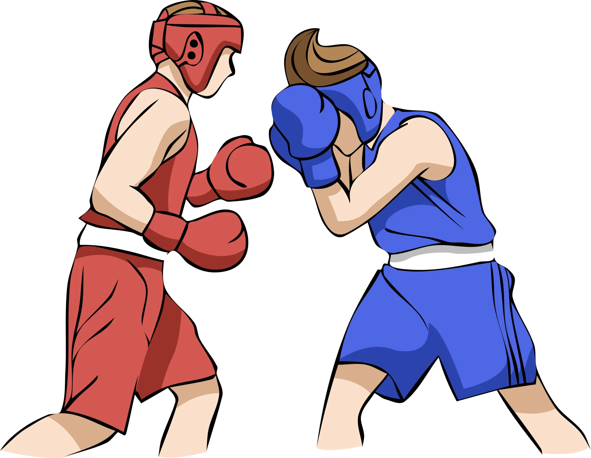 Dynamic Boxing Clipart Illustration of Two Competitive Fighters in Action Pose