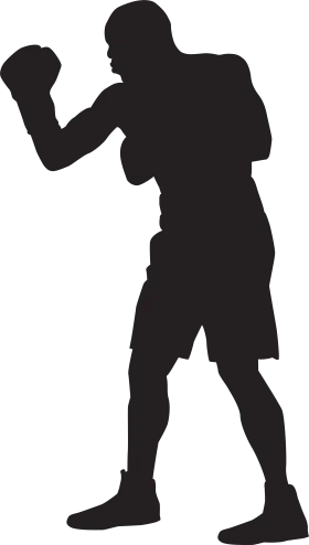 Dynamic Boxing Silhouette Clipart - Powerful Stance of a Pugilistic Athlete