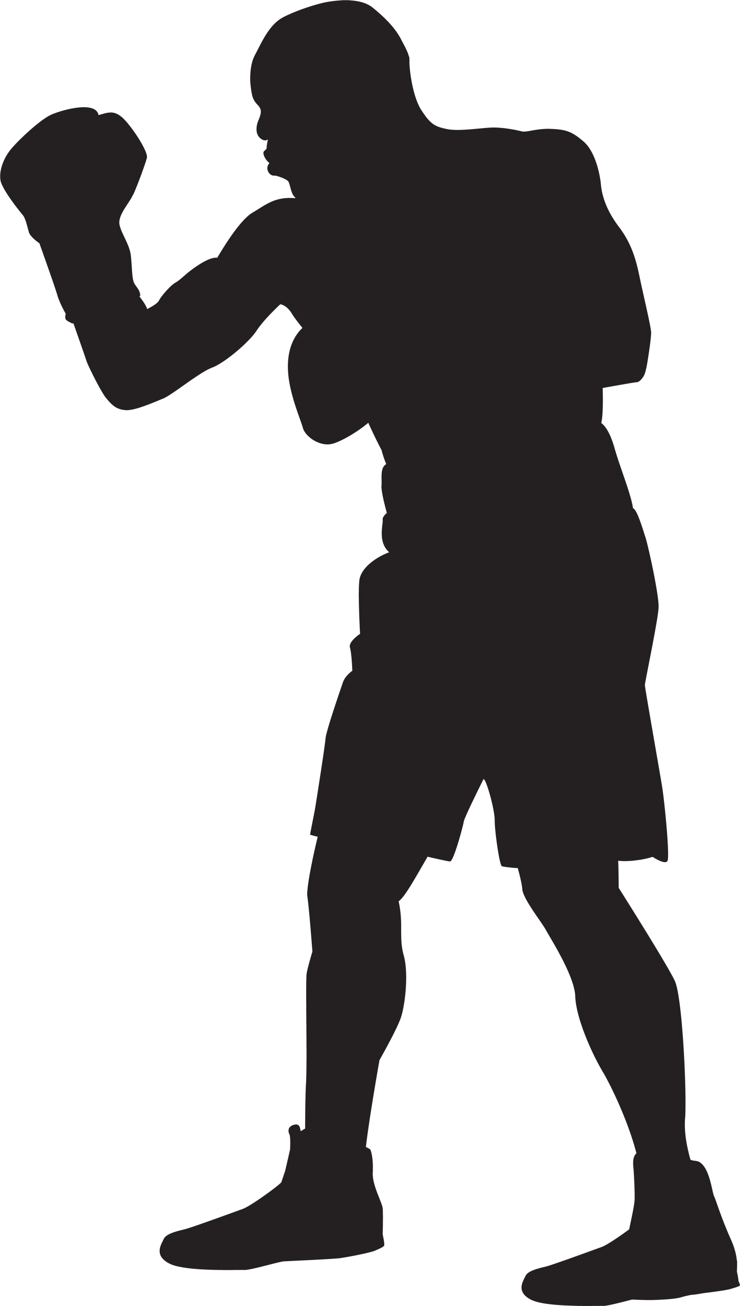 Dynamic Boxing Silhouette Clipart - Powerful Stance of a Pugilistic Athlete