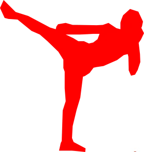 Dynamic Red Silhouette of Martial Arts Kickboxing Fighter Clipart Design
