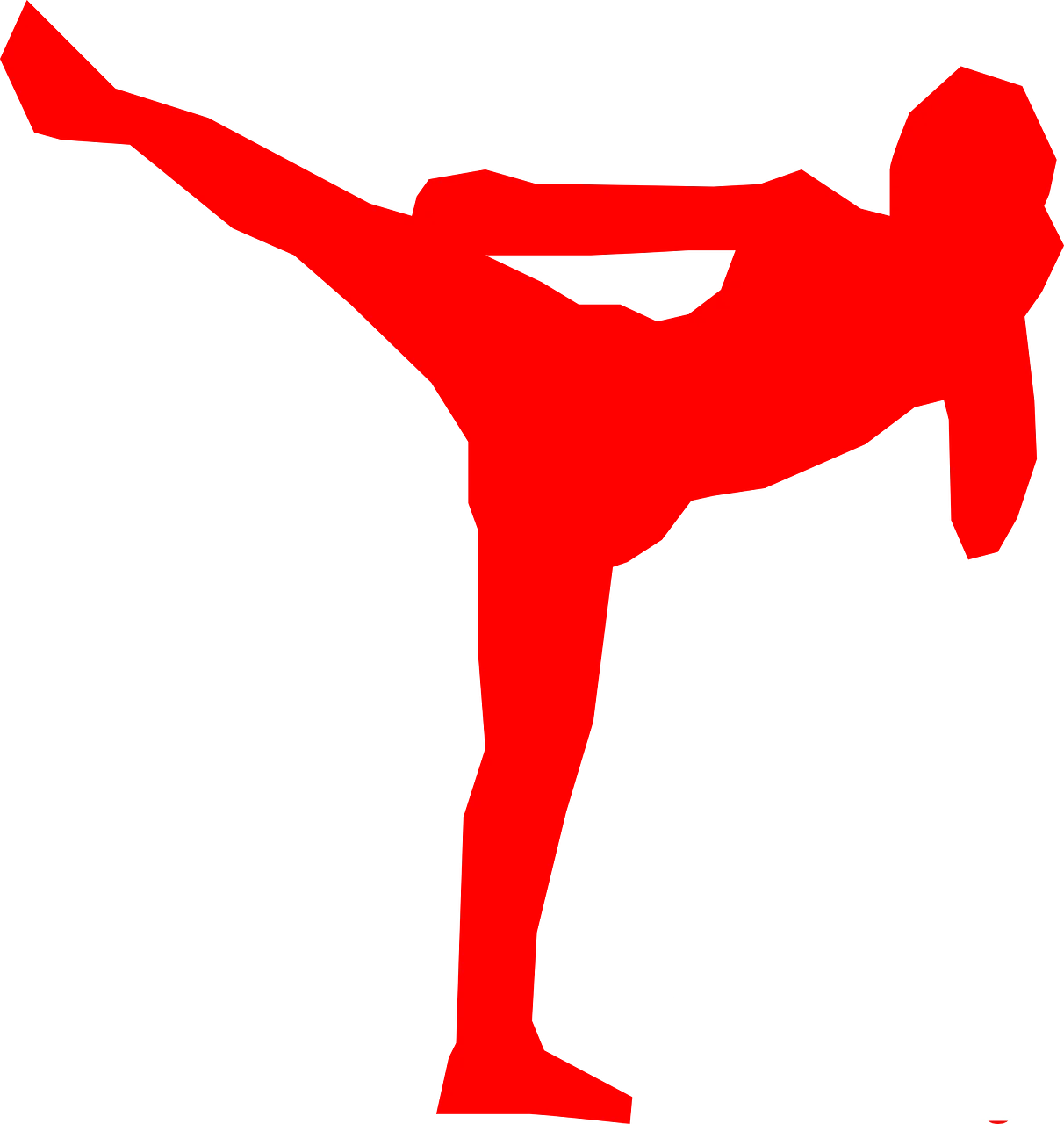 Dynamic Red Silhouette of Martial Arts Kickboxing Fighter Clipart Design