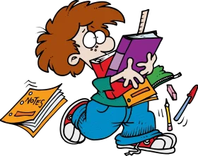 Energetic Student Preparing for College Studies with Stationery Clipart Illustration
