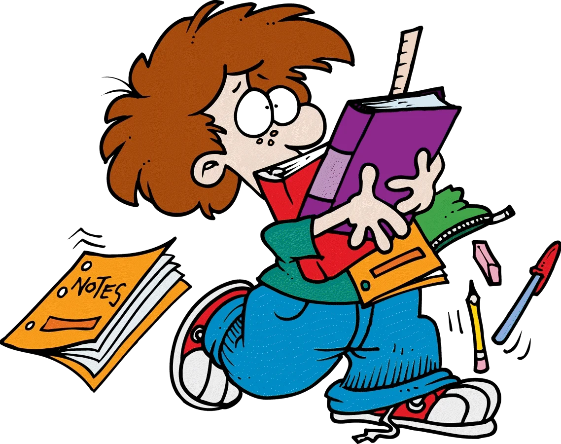 Energetic Student Preparing for College Studies with Stationery Clipart Illustration