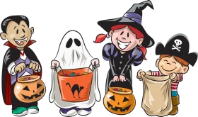 Festive Halloween Costume Kids Trunk or Treat Clipart Collection