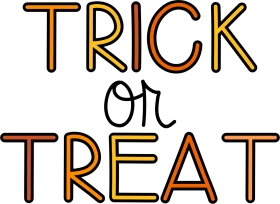 Festive Halloween Trick or Treat Clipart with Bold Orange and Black Typography