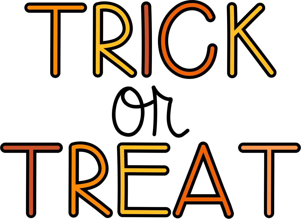 Festive Halloween Trick or Treat Clipart with Bold Orange and Black Typography