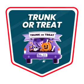 Festive Halloween Trunk or Treat Clipart with Cute Pumpkin Characters