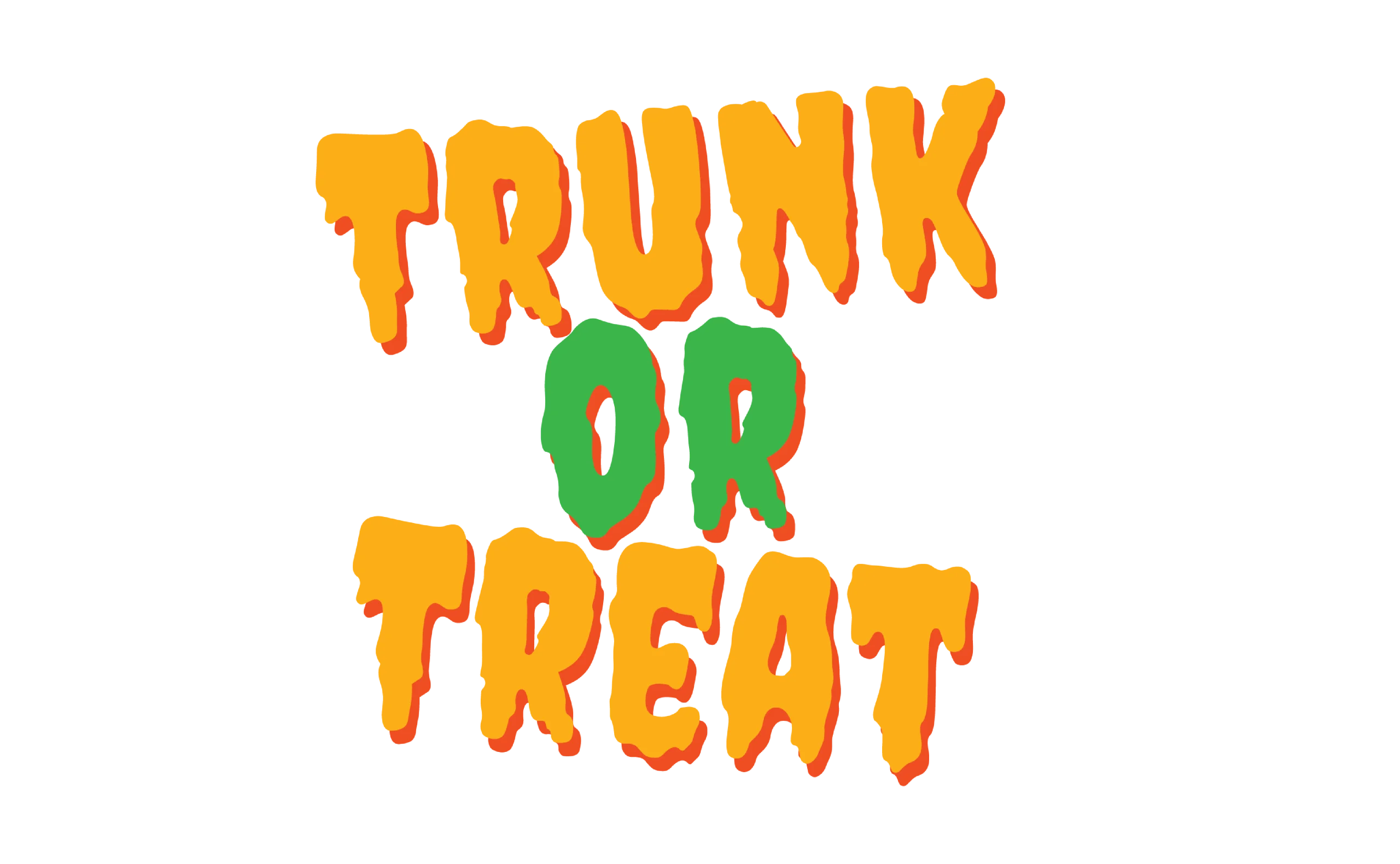 Festive Halloween Trunk or Treat Clipart with Playful Orange and Green Typography