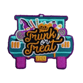 Festive Trunk or Treat Halloween Celebration Patch Embroidered Clipart Design