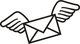 Flying Winged Envelope Clipart: Swift Communication Symbol Design