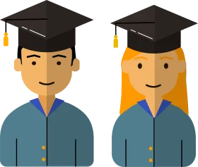 Graduation Clipart Icons Showcasing Male and Female Students in Academic Attire