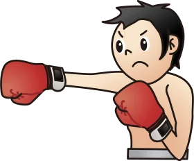 Intense Boxing Clipart Illustration of a Determined Boxer Throwing a Punch