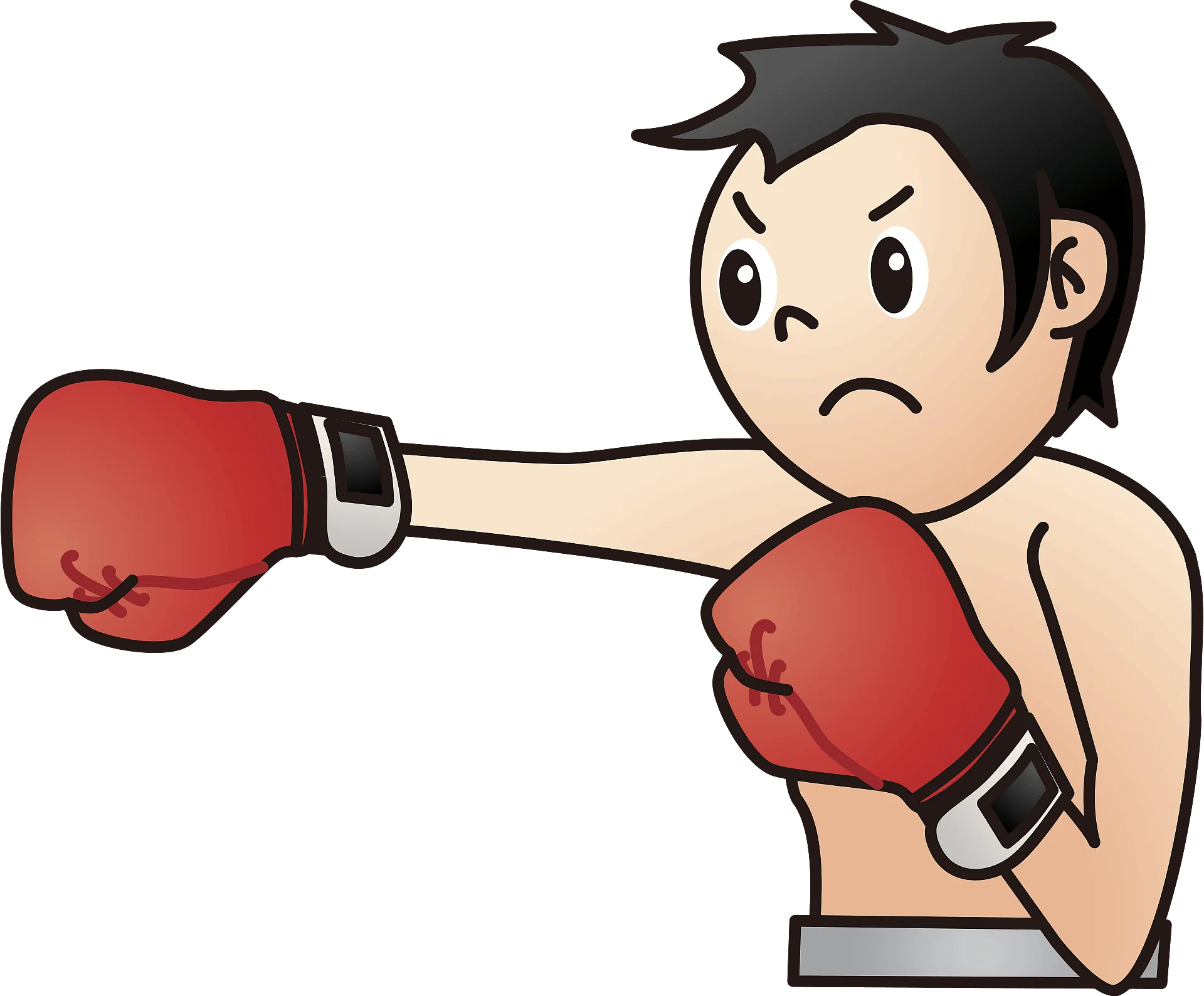 Intense Boxing Clipart Illustration of a Determined Boxer Throwing a Punch