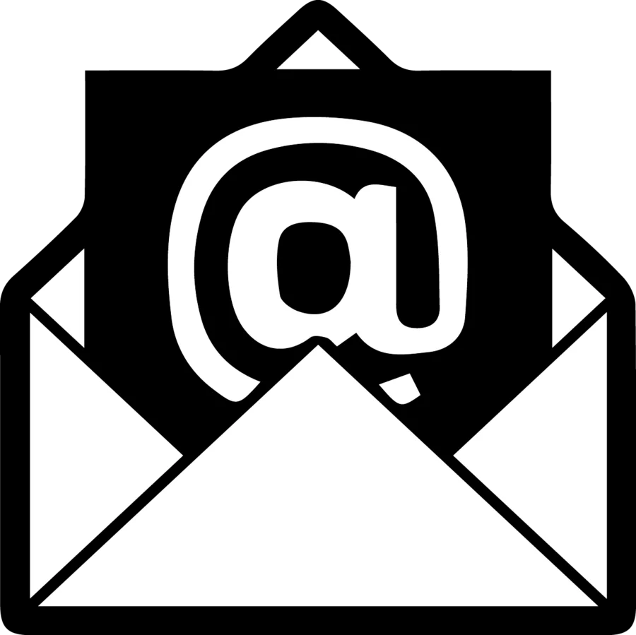 Minimalist Black and White Email Envelope Clipart Icon Design