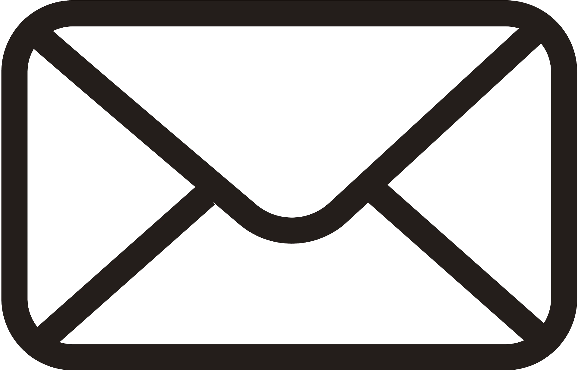 Minimalist Black and White Email Envelope Clipart Icon Design