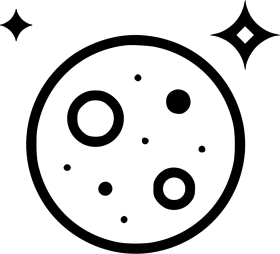 Minimalist Black and White Moon Surface Clipart with Starry Background