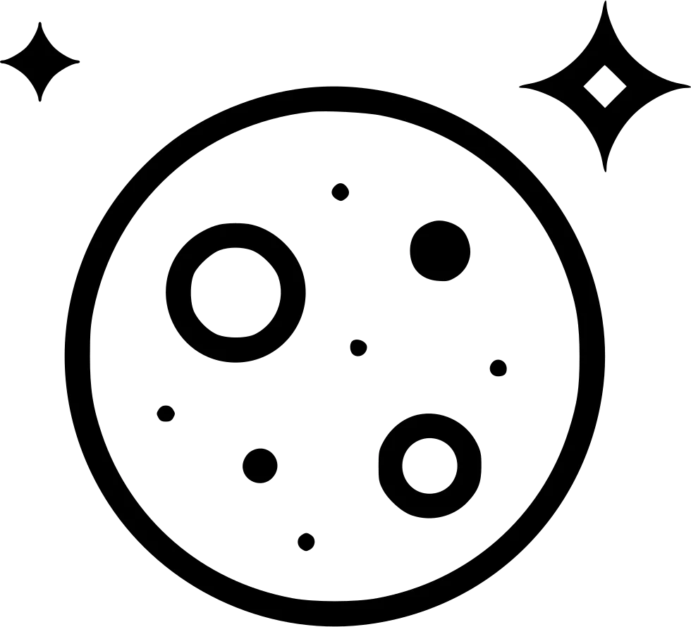 Minimalist Black and White Moon Surface Clipart with Starry Background