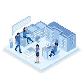 Modern College Campus Collaborative Learning Environment Isometric Clipart