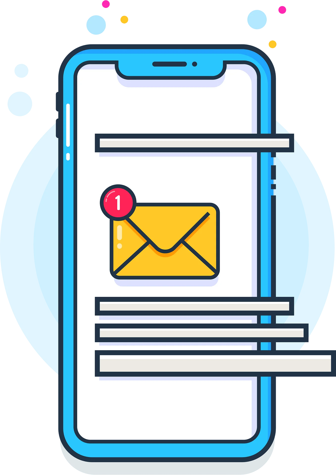 Modern Smartphone Email Notification Clipart with Minimalist Design Aesthetic