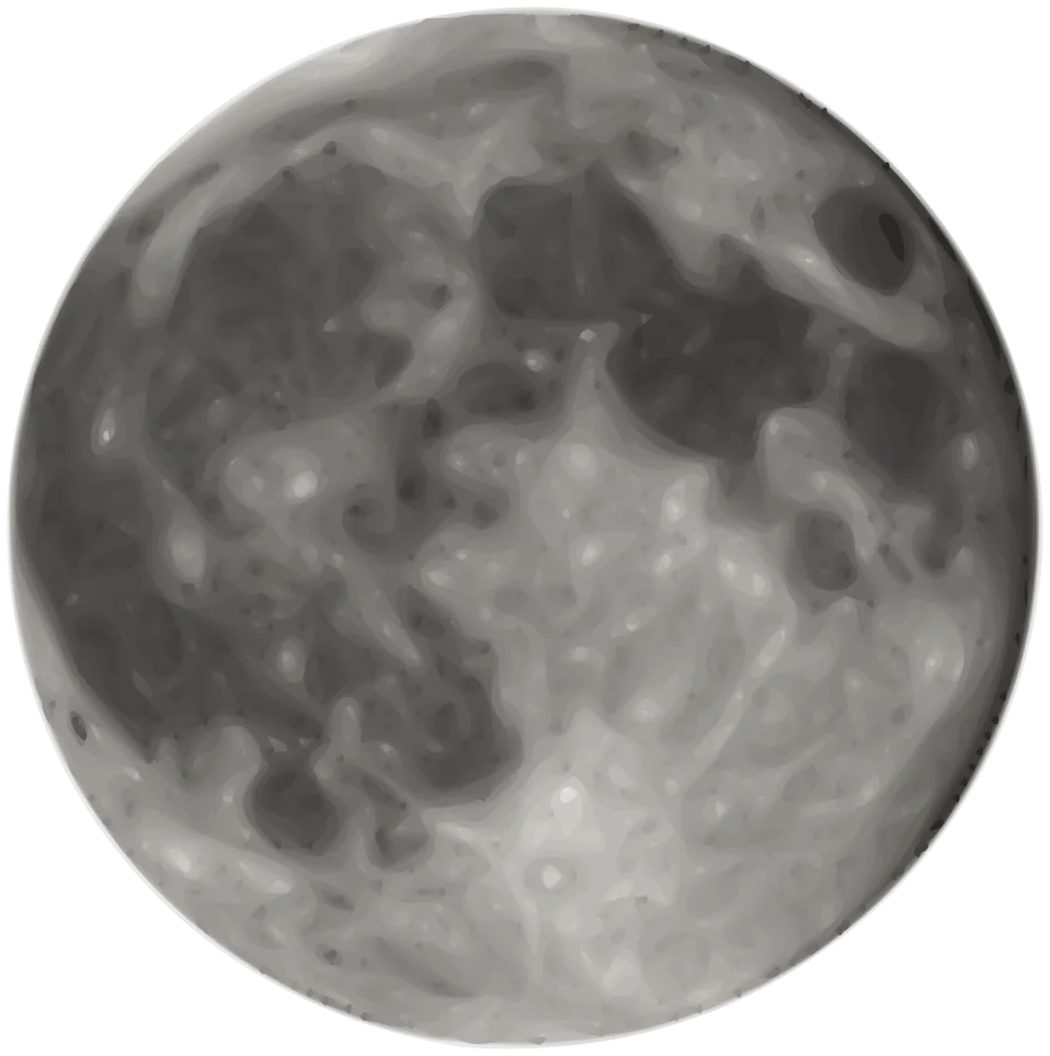 Monochromatic Full Moon Detailed Lunar Surface Clipart Illustration