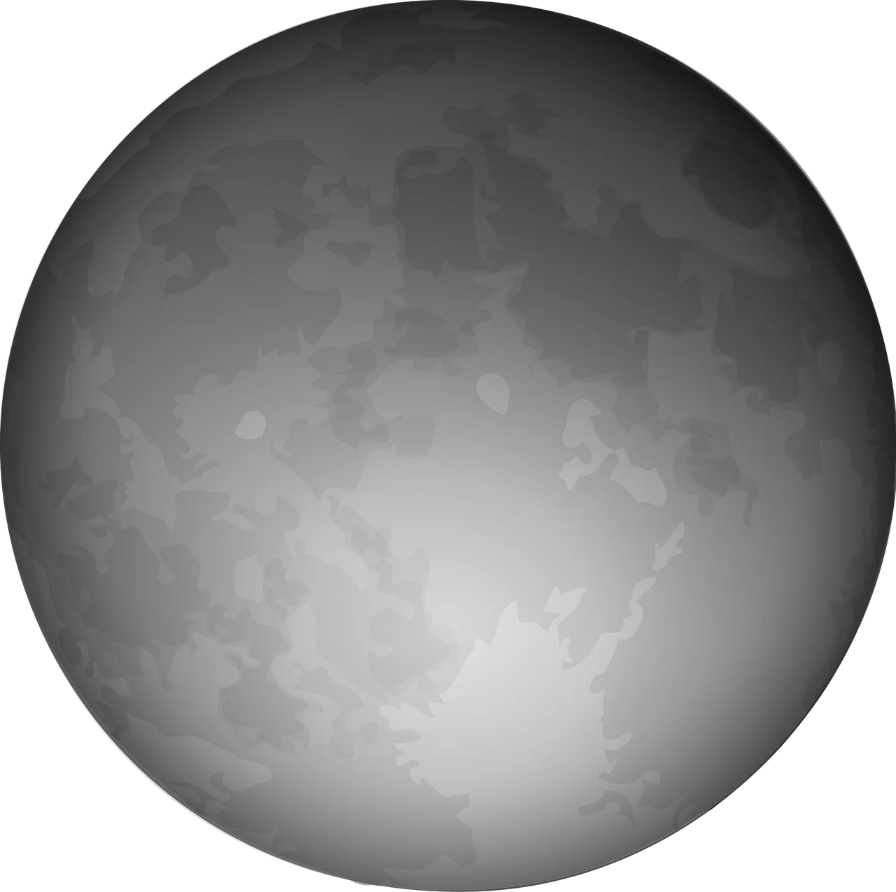 Monochromatic Lunar Surface Grayscale Clipart Illustration of Celestial Orb