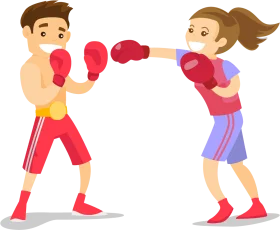 Playful Boxing Clipart Featuring Two Cartoon Fighters in Colorful Training Stance