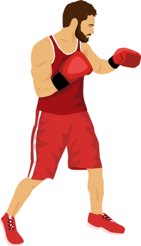Professional Boxer in Classic Red Attire Stylized Boxing Clipart Illustration