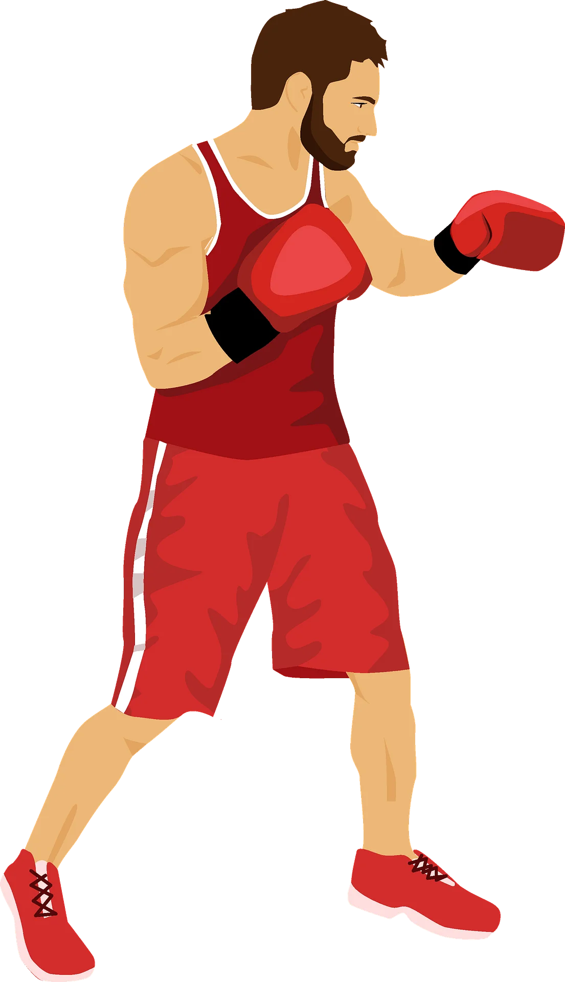 Professional Boxer in Classic Red Attire Stylized Boxing Clipart Illustration
