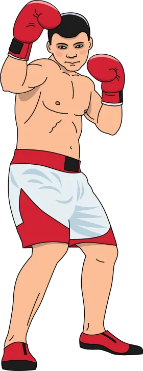 Professional Boxer in Fighting Stance - Dynamic Boxing Clipart Illustration