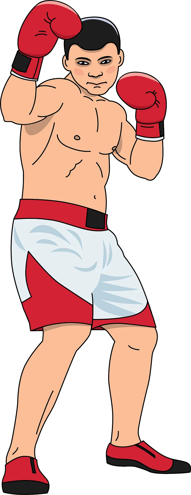 Professional Boxer in Fighting Stance - Dynamic Boxing Clipart Illustration