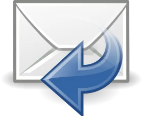 Professional Email Communication Clipart Icon with Curved Blue Arrow