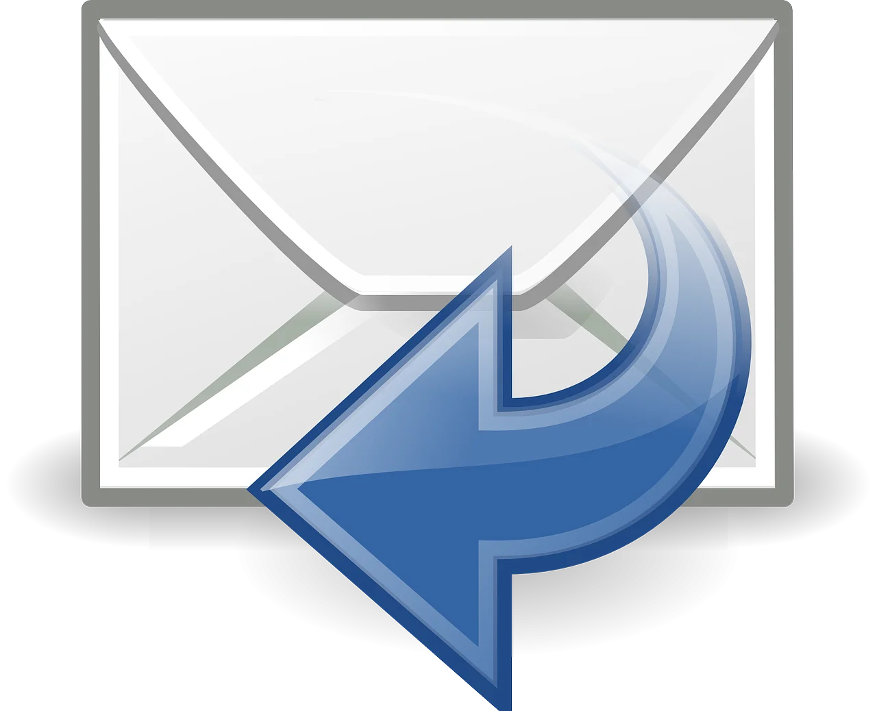 Professional Email Communication Clipart Icon with Curved Blue Arrow