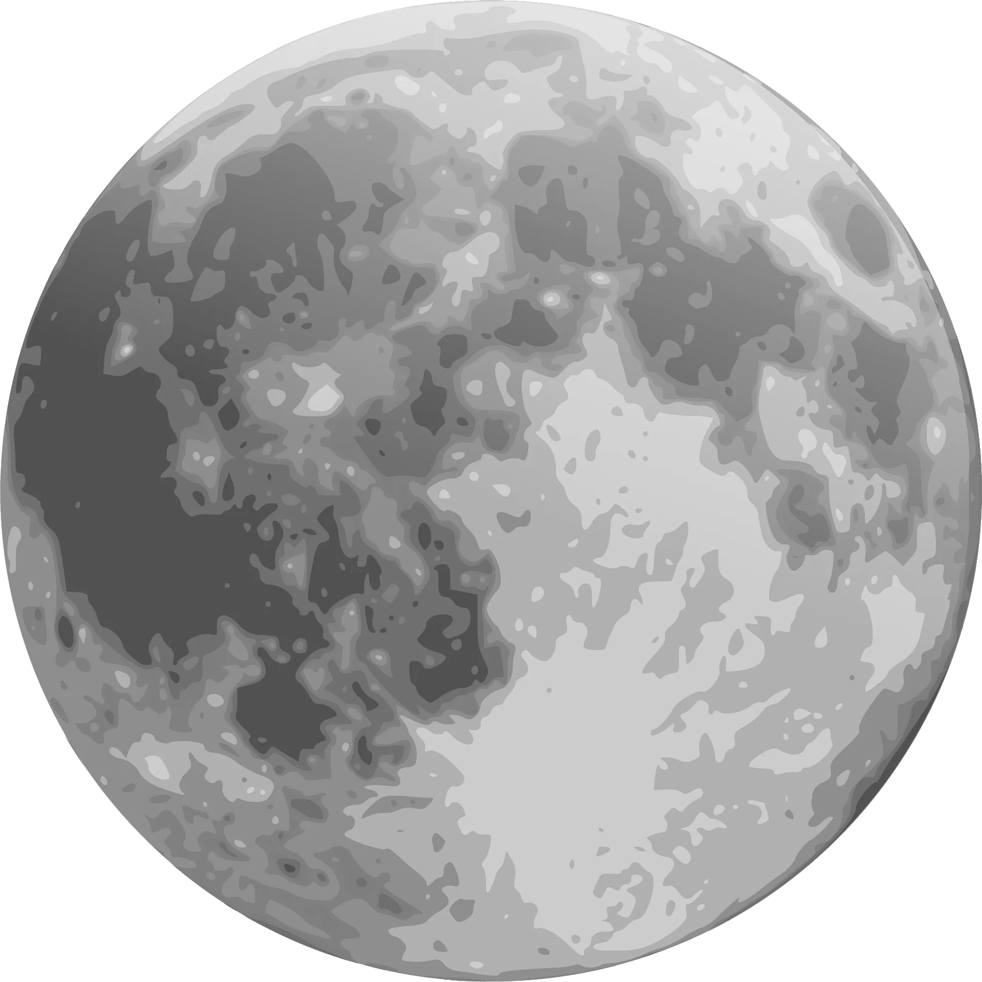 Serene Full Moon Grayscale Clipart - Detailed Lunar Surface Illustration