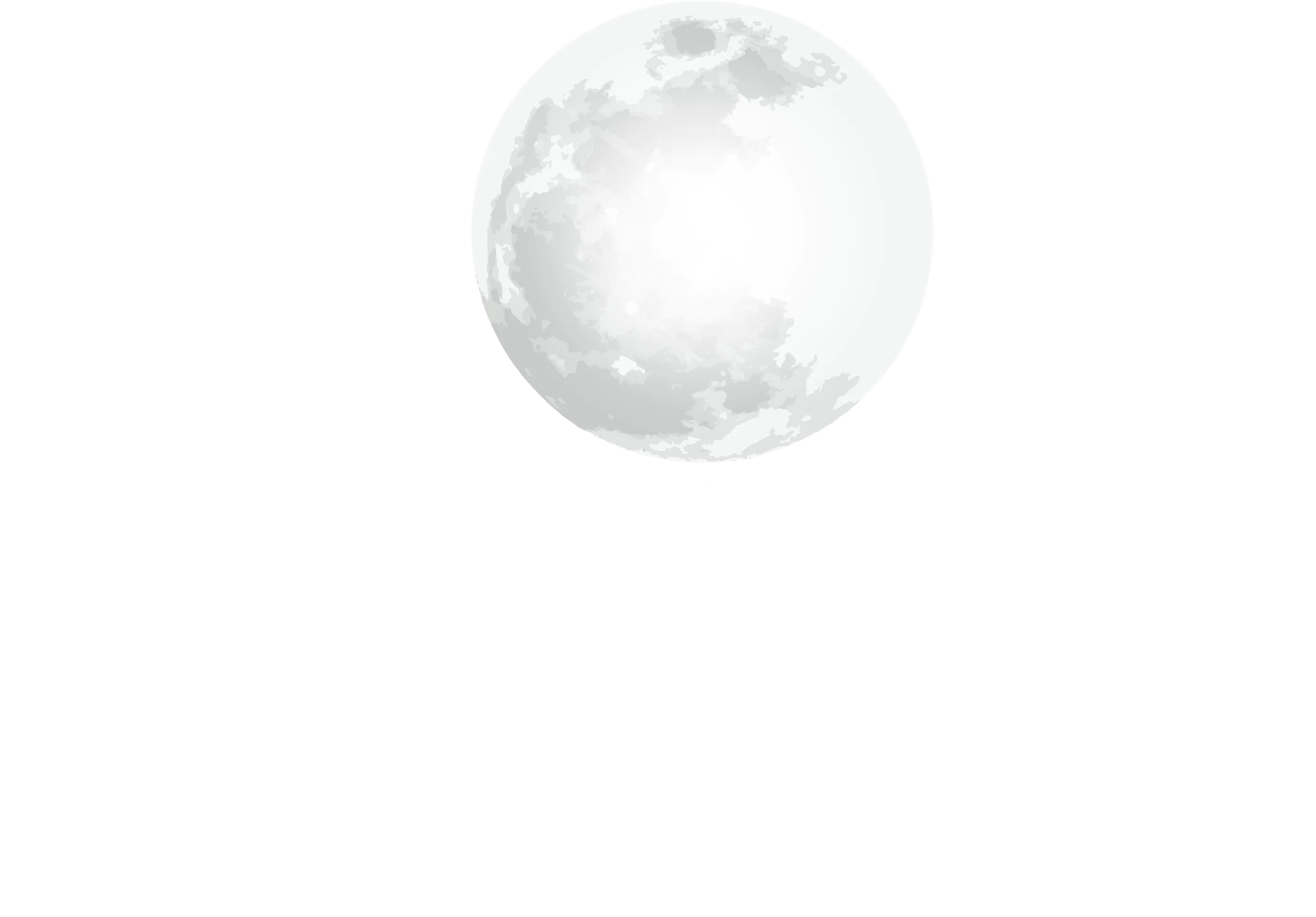 Serene Lunar Landscape Minimalist Moon Clipart Illustration in Soft Grayscale