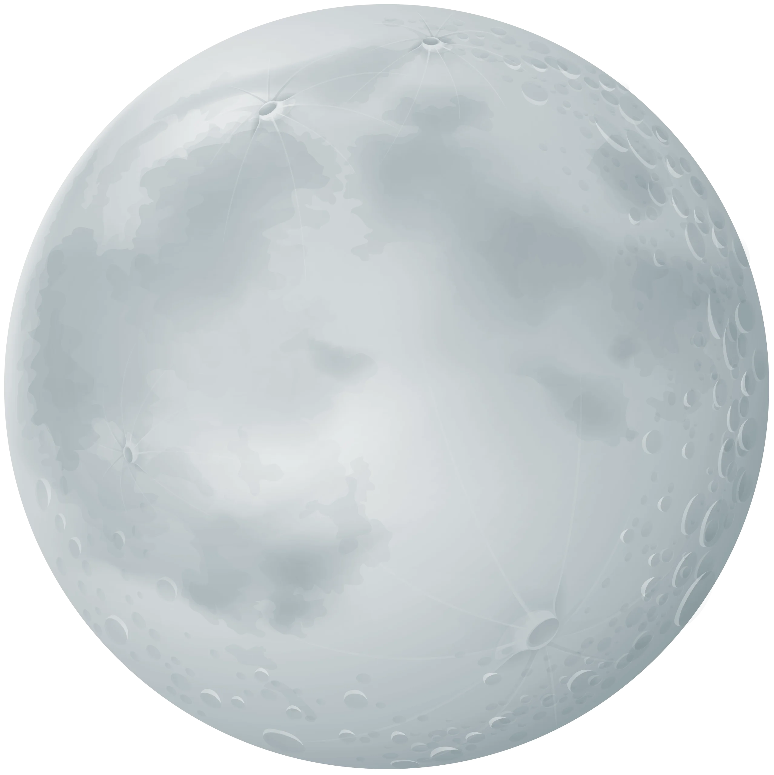 Serene Monochromatic Full Moon Lunar Surface Clipart Illustration